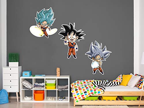 Pack de Pegatinas de Pared en Vinilo Dragon Ball Super Fases Goku | Producto Oficial | 100x60cm| Productos Originales | Vinilo Adhesivo | Decoración | DBS