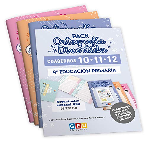Pack Ortografía Divertida 4º primaria: Cuadernos 10, 11 y 12 | Material De Refuerzo Actividades sencillas | Editorial Geu (Niños de 9 a 10 años)
