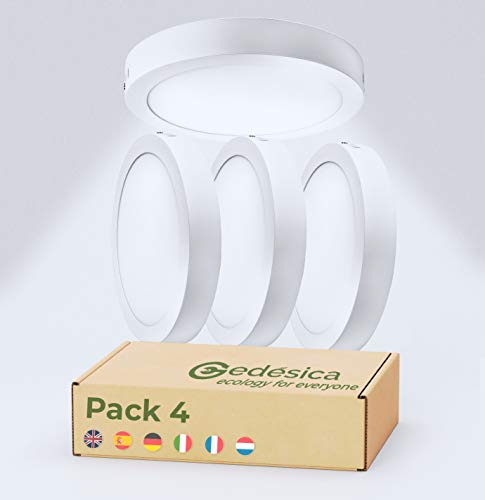PACK X4, Lamparas de techo, Plafon Led techo, 20W 2000LM diámetro 205 redondo, downlight led techo, Dormitorio, Salon, Pasillos, Baños, Clase eficiencia energetica A++ (6000K-luz blanca fria, Pack x4) PACK X4, Lamparas de techo, Plafon Led techo, 20W 2000LM diámetro 205 redondo, downlight led techo, Dormitorio, Salon, Pasillos, Baños, Clase eficiencia energetica A++ (6000K-luz blanca fria, Pack x4)