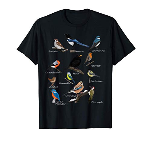 Pájaro Observador de Aves Mirlo Herrerillo Gorrión Biólogo Camiseta Pájaro Observador de Aves Mirlo Herrerillo Gorrión Biólogo Camiseta