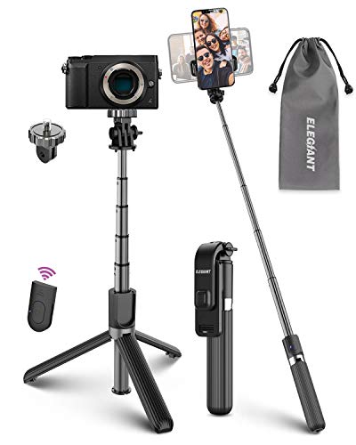 Palo Selfie Trípode, ELEGIANT Selfie Stick 4 en 1 con Control Remoto Bluetooth, Calidad Aluminio, para Cámara Deportiva, Gopro, para Viaje Rotación de 360° Compatible con iOS Android (4-6.8 Pulgadas)