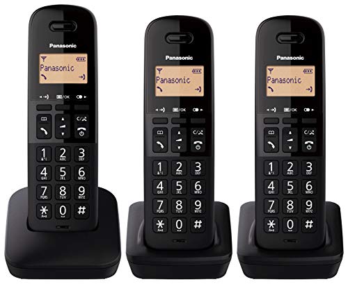 Panasonic KX-TGB613 - Teléfono Fijo inalámbrico trío, Bloqueo de Llamadas, 18 Horas de conversación, 200 Horas en Espera, Agenda 50 contactos, Resistencia a caídas, Color Negro Panasonic KX-TGB613 - Teléfono Fijo inalámbrico trío, Bloqueo de Llamadas, 18 Horas de conversación, 200 Horas en Espera, Agenda 50 contactos, Resistencia a caídas, Color Negro