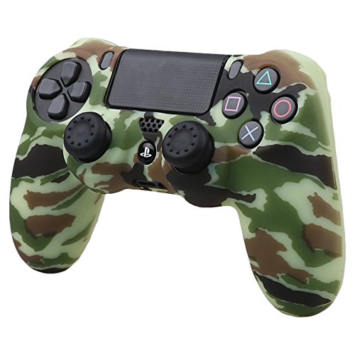 Pandaren® siliconas cubierta piel caso antideslizante Transferencia de agua personalizar camuflaje cover case para Mando PS4 x1 (amarillo) + asideros thumb grips x 2 Pandaren® siliconas cubierta piel caso antideslizante Transferencia de agua personalizar camuflaje cover case para Mando PS4 x1 (amarillo) + asideros thumb grips x 2