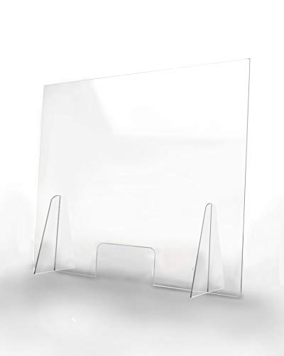 Pantalla Protección Mostrador 100x80cm - PET Policarbonato Transparente 4mm - Mampara para Mostradores ULTRARESISTENTE y ESTABLE - Separador Transparente para Colegios Supermercados Farmacias Tiendas Pantalla Protección Mostrador 100x80cm - PET Policarbonato Transparente 4mm - Mampara para Mostradores ULTRARESISTENTE y ESTABLE - Separador Transparente para Colegios Supermercados Farmacias Tiendas