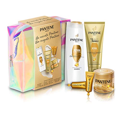 Pantene Repara y Protege - Champú 250 ml + Acondicionador Diario 200 ml + Mascarilla 300 ml + Ampollas 2x 15 ml, Neceser y 1 Ampolla de Regalo