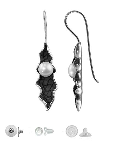 PAPOLY® Pendientes largos de 45mm detalle Perla Natural 7mm PLATA DE LEY 925, Joyería de Autor, REGALO Tres modelos cierres y estuche PAPOLY® Pendientes largos de 45mm detalle Perla Natural 7mm PLATA DE LEY 925, Joyería de Autor, REGALO Tres modelos cierres y estuche