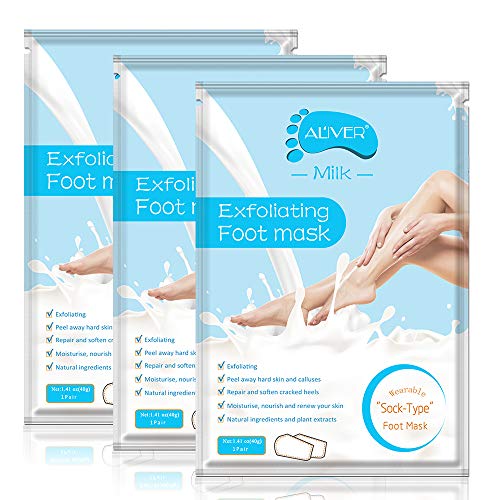 Paquete de 3 mascarillas exfoliantes para los pies, calcetines exfoliantes para los pies, callosidades, removedor de piel muerta, mascarilla exfoliante para los pies con aloe para pieles secas Paquete de 3 mascarillas exfoliantes para los pies, calcetines exfoliantes para los pies, callosidades, removedor de piel muerta, mascarilla exfoliante para los pies con aloe para pieles secas