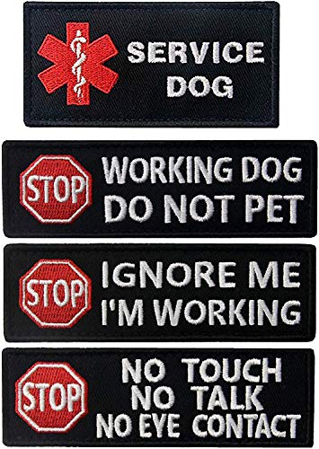 Parches de servicio para perro sin tocar, no hablar, ignore Me I'm Working, Do Not Pet tácticos militares morales bordados con cierre de gancho y bucle en la parte trasera Parches de servicio para perro sin tocar, no hablar, ignore Me I'm Working, Do Not Pet tácticos militares morales bordados con cierre de gancho y bucle en la parte trasera