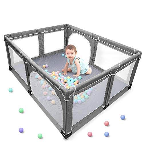 Parque de juegos para bebés, centro de actividades para niños en interiores y exteriores con base antideslizante, patio de juegos de seguridad resistente con malla transpirable súper suave Parque de juegos para bebés, centro de actividades para niños en interiores y exteriores con base antideslizante, patio de juegos de seguridad resistente con malla transpirable súper suave