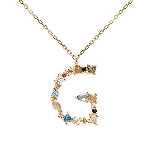PDPAOLA - Collar Letra G - Plata de Ley 925 Bañada en Oro de 18k - Joyas para Mujer