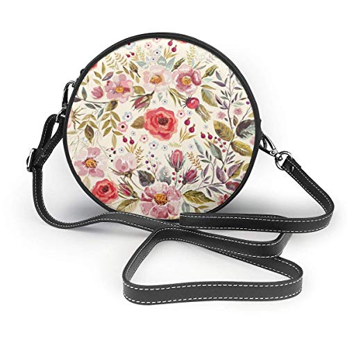 Pedales de flores color de rosa de acuarela Imprimir Bolsos cruzados redondos Bolso de hombro para mujer Correa de cadena de cuero de PU ajustable Bolso pequeño Bolso redondo con asas para monedero Pedales de flores color de rosa de acuarela Imprimir Bolsos cruzados redondos Bolso de hombro para mujer Correa de cadena de cuero de PU ajustable Bolso pequeño Bolso redondo con asas para monedero