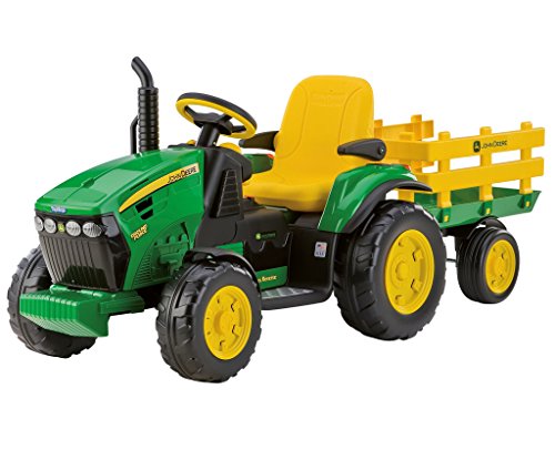 Peg Perego OR0047 - John Deere, Tractor eléctrico con Remolque, 12V