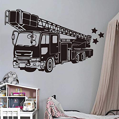 Pegatina de pared de bombero de camión de bomberos, dormitorio de juego, camión de bomberos, vinilo para pared de coche de bombero