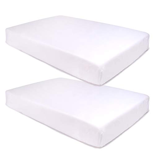 PEKITAS LOTE 2 Sábanas Bajera Ajustable Protectora Minicuna 50x80 cm 100% Algodón Blanco