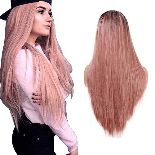 Peluca Rosada para Mujeres Ombre Sedosa Peluca Lisa Larga 22 Pulgadas Línea Natural Parte Media Peluca Sintética para Mujeres Fiesta Halloween Disfraz Peluca Rosada para Mujeres Ombre Sedosa Peluca Lisa Larga 22 Pulgadas Línea Natural Parte Media Peluca Sintética para Mujeres Fiesta Halloween Disfraz