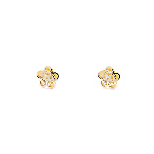 Pendientes Bebe o niña Flor bicolor Mate/brillo Pendientes Bebe o niña Flor bicolor Mate/brillo