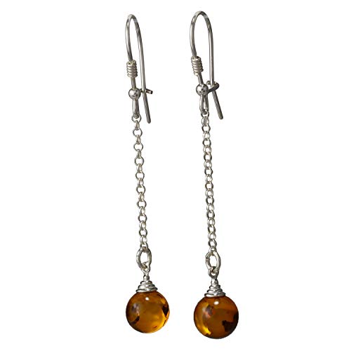 Pendientes de gancho de riñón de plata esterlina con miel y ámbar báltico"Constance" Pendientes de gancho de riñón de plata esterlina con miel y ámbar báltico"Constance"