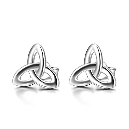 Pendientes de Nudo Celta Plata de Ley Céltico Triquetra Arete para Mujeres Chicas (Pendientes de Nudo Celta 1)