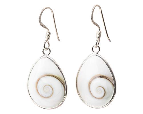 Pendientes Plata de Ley 925 - Ojo de Shiva - Piedra de Santa Lucía - Aretes de Plata para Mujer Hechos a Mano - Joyería Mediterránea - Forma de Gota - Ovalados