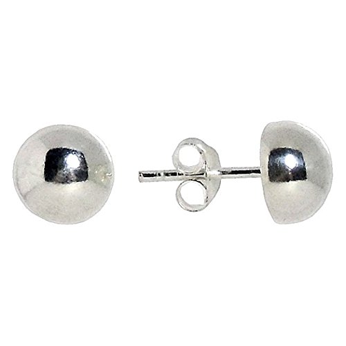 Pendientes Plata Ley 925M Media Bola 8mm. Lisos Mujer Cierre Presión Pendientes Plata Ley 925M Media Bola 8mm. Lisos Mujer Cierre Presión