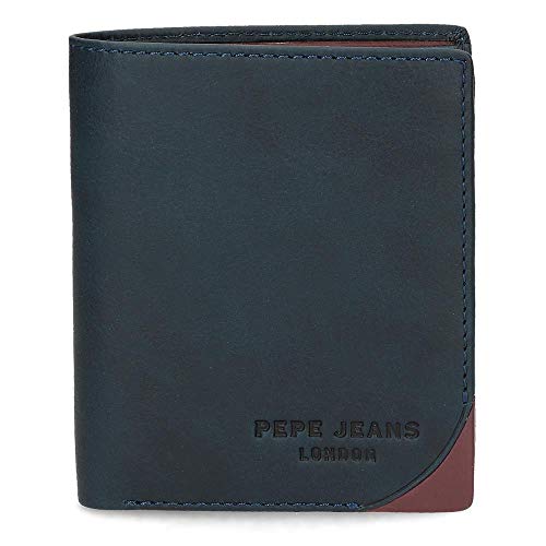 Pepe Jeans Arrow Cartera Vertical Azul 8,5x10,5x1 cms Piel