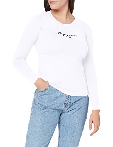 Pepe Jeans New Virginia Ls, Camiseta Para Mujer, Blanco (White), X-Small