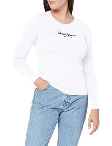 Pepe Jeans New Virginia Ls, Camiseta Para Mujer, Blanco (White), X-Small Pepe Jeans New Virginia Ls, Camiseta Para Mujer, Blanco (White), X-Small