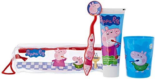 Peppa Pig Set Infantil De Higiene Dental Con Neceser, Pasta De Dientes 75Ml, Cepillo Dental Con Capuchón Y Vaso 160 g