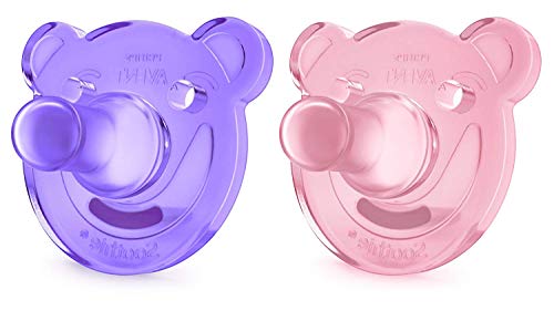 Philips Avent Soothie - Pack de 2 Chupetes calmantes de silicona médica, sin BPA, de 0 a 3 meses, niña, color morado y rosa Philips Avent Soothie - Pack de 2 Chupetes calmantes de silicona médica, sin BPA, de 0 a 3 meses, niña, color morado y rosa