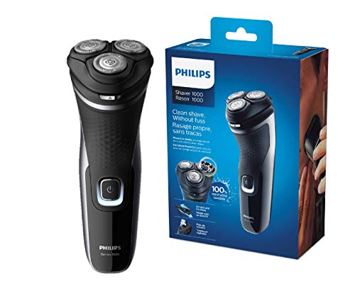 Philips Serie 1000 S1332/41 - Afeitadora eléctrica para hombre con cuchillas PowerCut, cortapatillas desplegable para bigote y patillas, 45 min de afeitado, con o sin cable