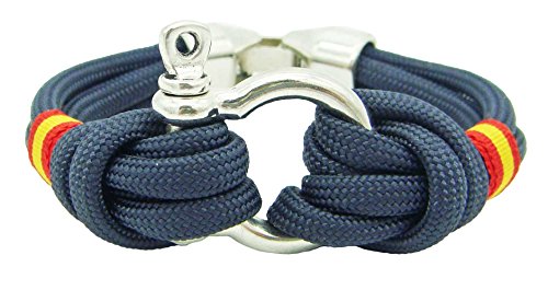 Pi2010 - Pulsera náutica Grillete y Bandera de España/Marino/Unisex / 19cm de Largo/recomendamos medirse la muñeca para calcular Talla/Hecha a Mano en España Pi2010 - Pulsera náutica Grillete y Bandera de España/Marino/Unisex / 19cm de Largo/recomendamos medirse la muñeca para calcular Talla/Hecha a Mano en España