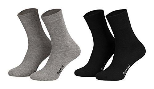 Piarini - 8 pares de calcetines unisex - Sin elástico - Caña cómoda - Gris y negro - 43-46 Piarini - 8 pares de calcetines unisex - Sin elástico - Caña cómoda - Gris y negro - 43-46