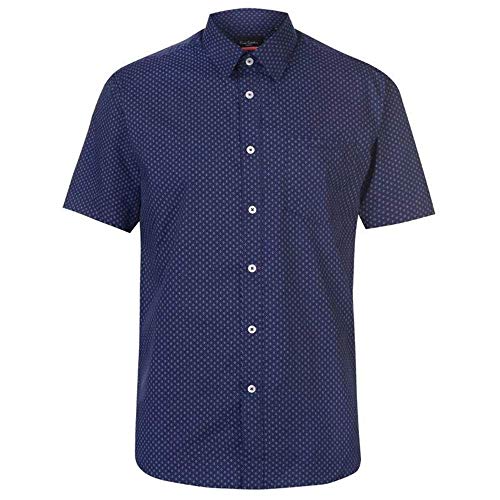 Pierre Cardin - Camisa Casual - con Botones - con Botones - Manga Corta - para Hombre Marineblau/Weiss Geo XXX-Large Pierre Cardin - Camisa Casual - con Botones - con Botones - Manga Corta - para Hombre Marineblau/Weiss Geo XXX-Large