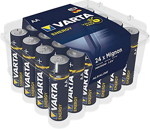 Pila VARTA Energy AA Mignon LR06 (paquete de 24 unidades), pila alcalina – "Made in Germany" – ideal para radios y relojes de pared Pila VARTA Energy AA Mignon LR06 (paquete de 24 unidades), pila alcalina – "Made in Germany" – ideal para radios y relojes de pared