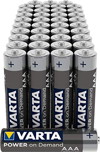 Pilas AAA Micro VARTA Power on Demand (aptas para accesorios de ordenador, aparatos domésticos inteligentes o linternas), paquete de 40 unidades
