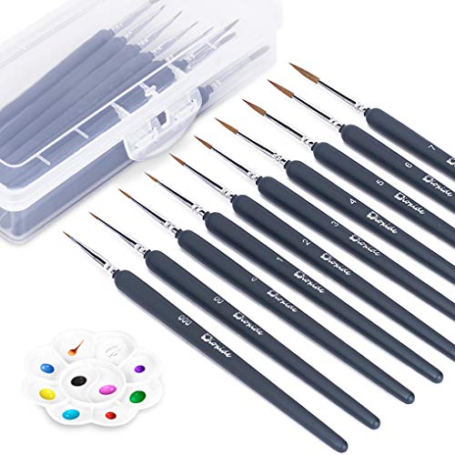 Pinceles para Pintura, Dioxide 10 Piezas Pinceles Acrilico Finos Juego de Pinceles para Pintar al Óleo con Paleta de Pintura Mezcla y Estuche de Plástico Transparente Pinceles para Pintura, Dioxide 10 Piezas Pinceles Acrilico Finos Juego de Pinceles para Pintar al Óleo con Paleta de Pintura Mezcla y Estuche de Plástico Transparente