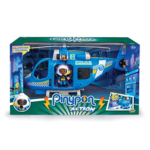 Pinypon Action - Helicóptero de policía con 1 Figura y Accesorios, para niños y niñas de 4 a 8 años (Famosa 700014782)