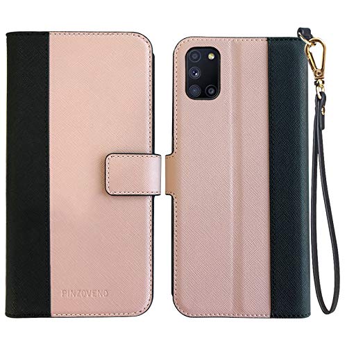 Pinzoveno Billetera Funda Carcasa Libro con Tapa para Samsung Galaxy A31 con Carátula de Cartera y Protector de Pantalla Pata de Cabra Folio de Cuero PU Cubierta de Teléfono para Galaxy A31 - Rosa