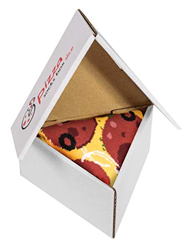 Pizza Socks Box Slice Pepperoni - Mujer Hombre - 1 par de Calcetines - Tamaño 41-46 Pizza Socks Box Slice Pepperoni - Mujer Hombre - 1 par de Calcetines - Tamaño 41-46