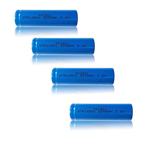PKCELL LiFEPO4 AA - Batería recargable (3,2 V, 600 mAh, parte superior plana para linterna (4 unidades) PKCELL LiFEPO4 AA - Batería recargable (3,2 V, 600 mAh, parte superior plana para linterna (4 unidades)