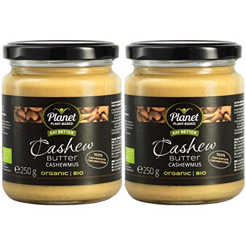 Planet Plant-Based Mantequilla de anacardo, orgánica, vegana, sin gluten. 2 frascos (2x250g), consiste en 100% de anacardos orgánicos ligeramente tostados - Consistencia tierna y cremosa Planet Plant-Based Mantequilla de anacardo, orgánica, vegana, sin gluten. 2 frascos (2x250g), consiste en 100% de anacardos orgánicos ligeramente tostados - Consistencia tierna y cremosa