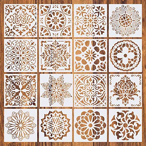 Plantillas de Mandala, Comius Sharp 16 Piezas Plantillas de Dibujo, Mandala Manualidades Painting Stencils, Reutilizables,cortadas con láser para Pintar Scrapbook Arte De Pared 15x15cm (Blanco) Plantillas de Mandala, Comius Sharp 16 Piezas Plantillas de Dibujo, Mandala Manualidades Painting Stencils, Reutilizables,cortadas con láser para Pintar Scrapbook Arte De Pared 15x15cm (Blanco)
