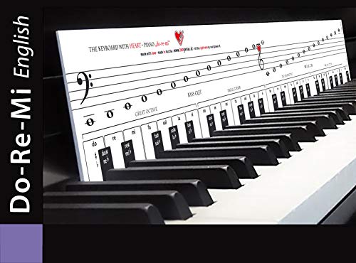Plantillas para aprender a tocar con DoReMi "piano con corazón" con teclas: notas musicales, orientación de las teclas, ayuda de aprendizaje para piano y piano.