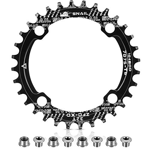 Plato 104 BCD 32T 34T 36T 38T Anillo de Cadena Simple Ancho Estrecho con 4 Piezas de Tornillos de Piñón para Bicicletas de Carretera, Bicicletas de Montaña, Bicicleta BMX MTB (Negro, 32T) Plato 104 BCD 32T 34T 36T 38T Anillo de Cadena Simple Ancho Estrecho con 4 Piezas de Tornillos de Piñón para Bicicletas de Carretera, Bicicletas de Montaña, Bicicleta BMX MTB (Negro, 32T)