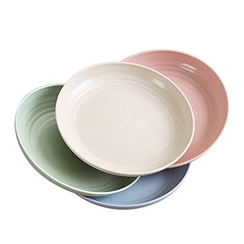 Platos de cena de paja de trigo de 7.8 pulgadas, aptos para microondas y lavavajillas, ligeros, sin BPA, para ensalada/pastel/postres, para beb¨¦s, ni?os, antica¨ªdas, no t¨®xicos (4 colores) 4 PCS Platos de cena de paja de trigo de 7.8 pulgadas, aptos para microondas y lavavajillas, ligeros, sin BPA, para ensalada/pastel/postres, para beb¨¦s, ni?os, antica¨ªdas, no t¨®xicos (4 colores) 4 PCS