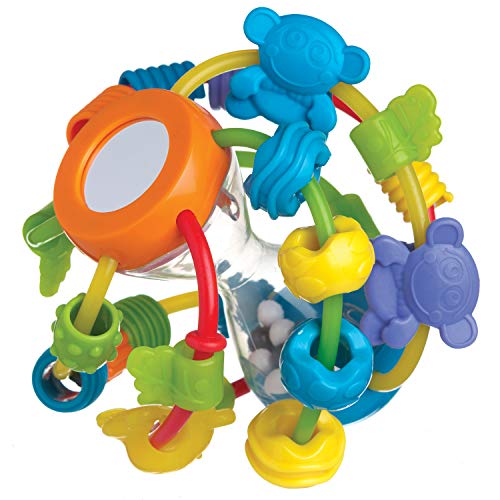 Playgro Pelota de Actividades, A partir de 6 meses, Didáctica pelota para jugar, 40137, Azul, naranja, verde, lila, amarillo, 14 x 14 x 14 cm