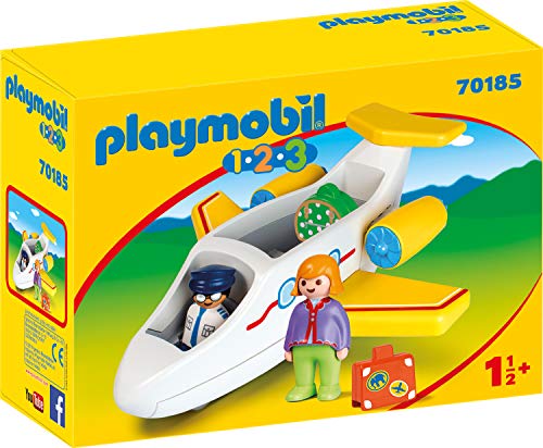 PLAYMOBIL 1.2.3 Avión con Pasajero, Color carbón (70185)