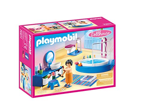 PLAYMOBIL - Dollhouse Baño Figuras de Juguete, Color Multicolor, 70211