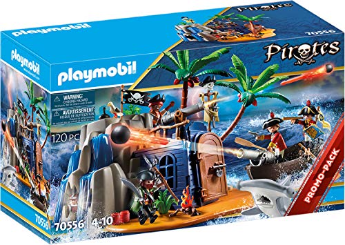 PLAYMOBIL Pirates 70556 - Isla Pirata con escondite del Tesoro y Barco Flotante, para niños de 4 a 10 años PLAYMOBIL Pirates 70556 - Isla Pirata con escondite del Tesoro y Barco Flotante, para niños de 4 a 10 años