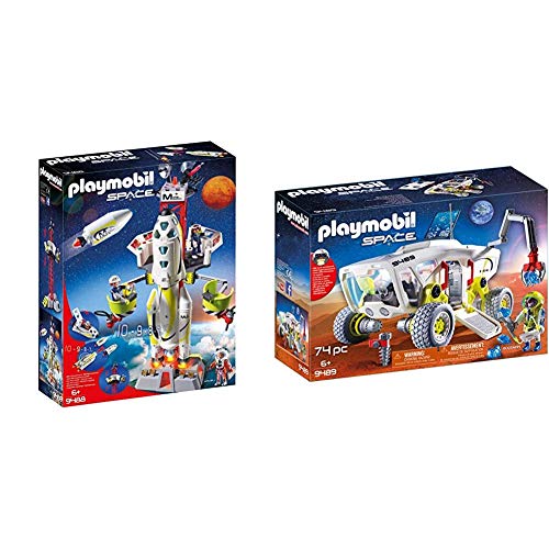 PLAYMOBIL Space Cohete con Plataforma de Lanzamiento, A Partir de 6 años (9488) + Space Vehículo de Reconocimiento, A Partir de 6 años (9489) , Color/Modelo Surtido